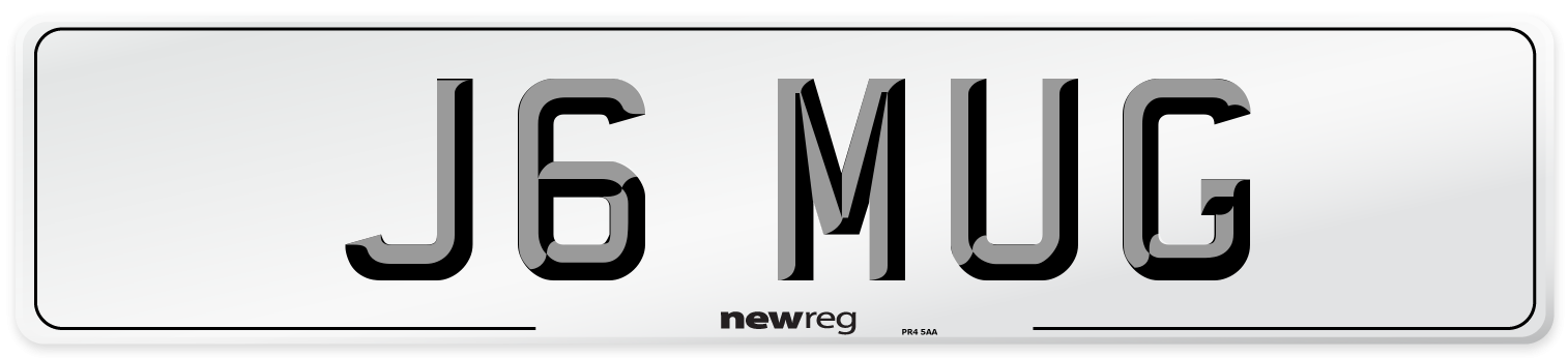 J6 MUG Number Plate from New Reg